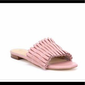 Antonio Melani Cresce leather ruffled slides